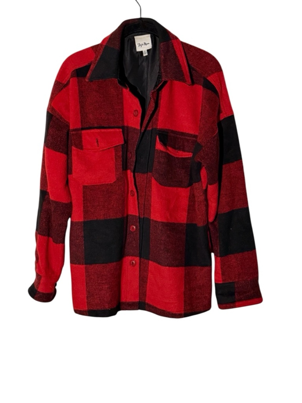 Sky to Moon Size Medium Flannel Shacket Red Black